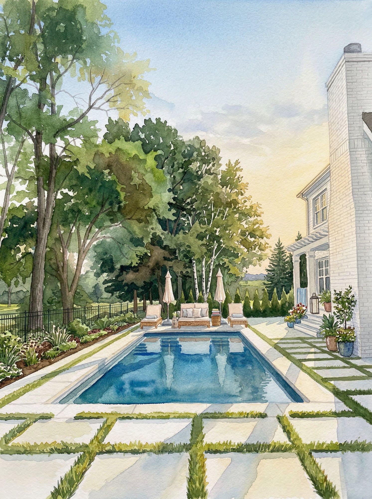 A rectangular in-ground fiberglass pool installation in Louisville, Kentucky.